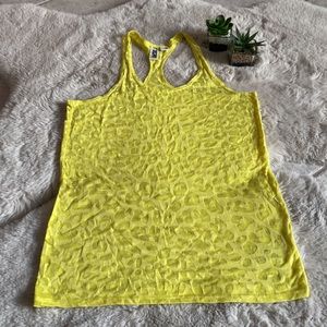 Rogan for Target Animal Print See Through Yellow Tank Top Shirt Small